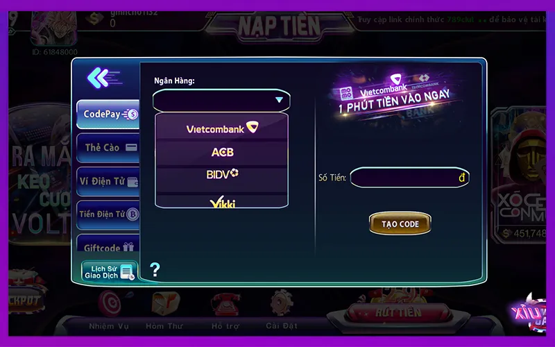 Nạp rút tiền tại 789Club, giao dịch 789Club, app nhà cái uy tín