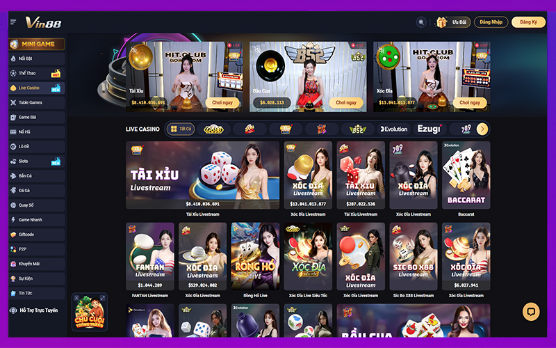Live Casino truyền trực tiếp chuẩn HD, dealer chia bài thật